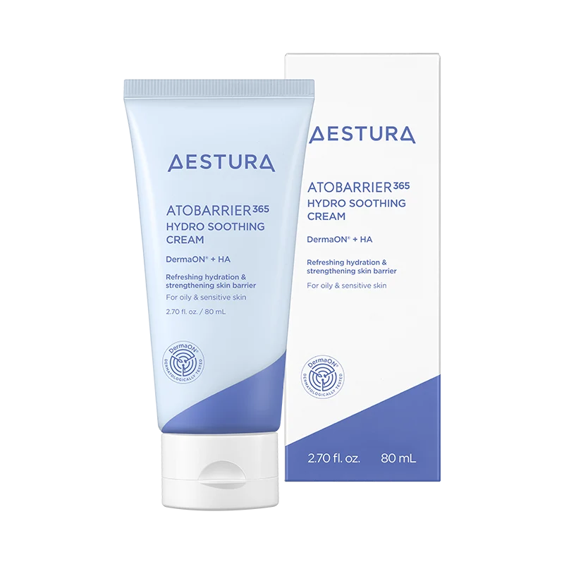 AESTURA ATOBARRIER365 Hydro Soothing Cream 80 mL tube and box with ceramide and hyaluronic acid skin barrier formula