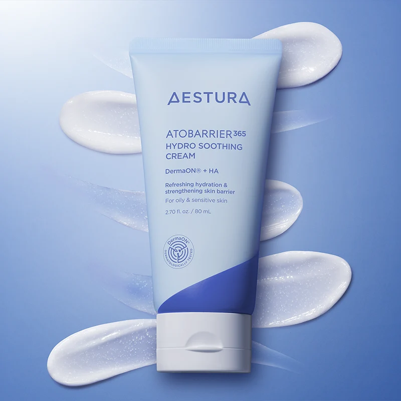 AESTURA Hydro Soothing Cream with lightweight cream texture, a Korean ceramide moisturizer for sensitive and dehydrated skin