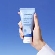 AESTURA ATOBARRIER365 Hydro Soothing Cream 80 mL Korean moisturizer for sensitive and oily skin held in hand