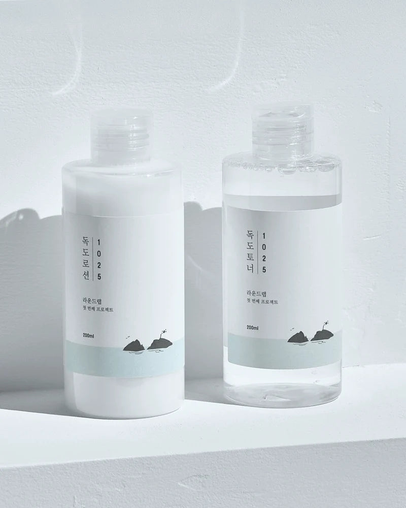 ROUND LAB 1025 Dokdo Toner and Lotion Duo 200 mL hydrating Korean skincare set for sensitive and dehydrated skin