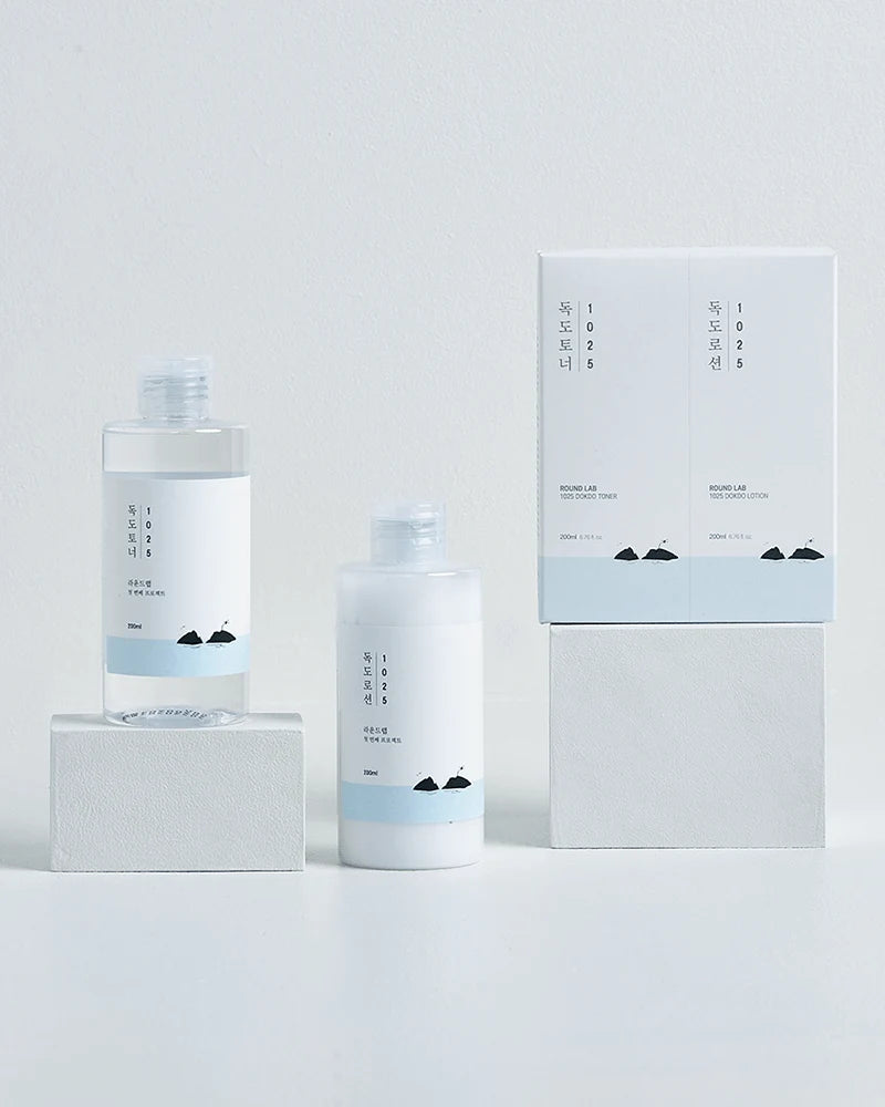 ROUND LAB 1025 Dokdo Toner and Lotion Duo Set with 200 mL toner and moisturizer for lightweight daily hydration
